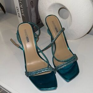 Fashion Nova Teal Strappy Heels